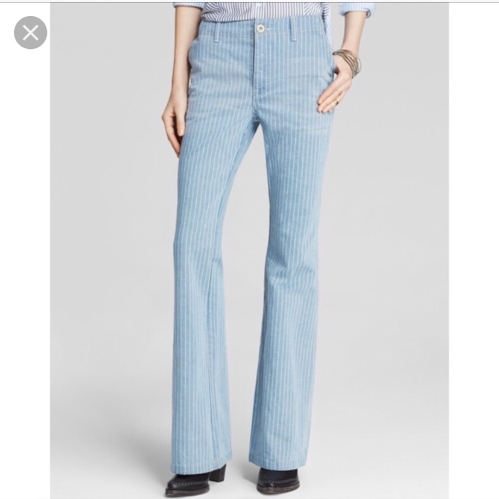 Free People Railroad Stripe Flare Jeans